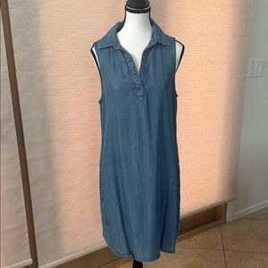 beachlunchlounge Denim Blue Sleeveless Mini Dress
